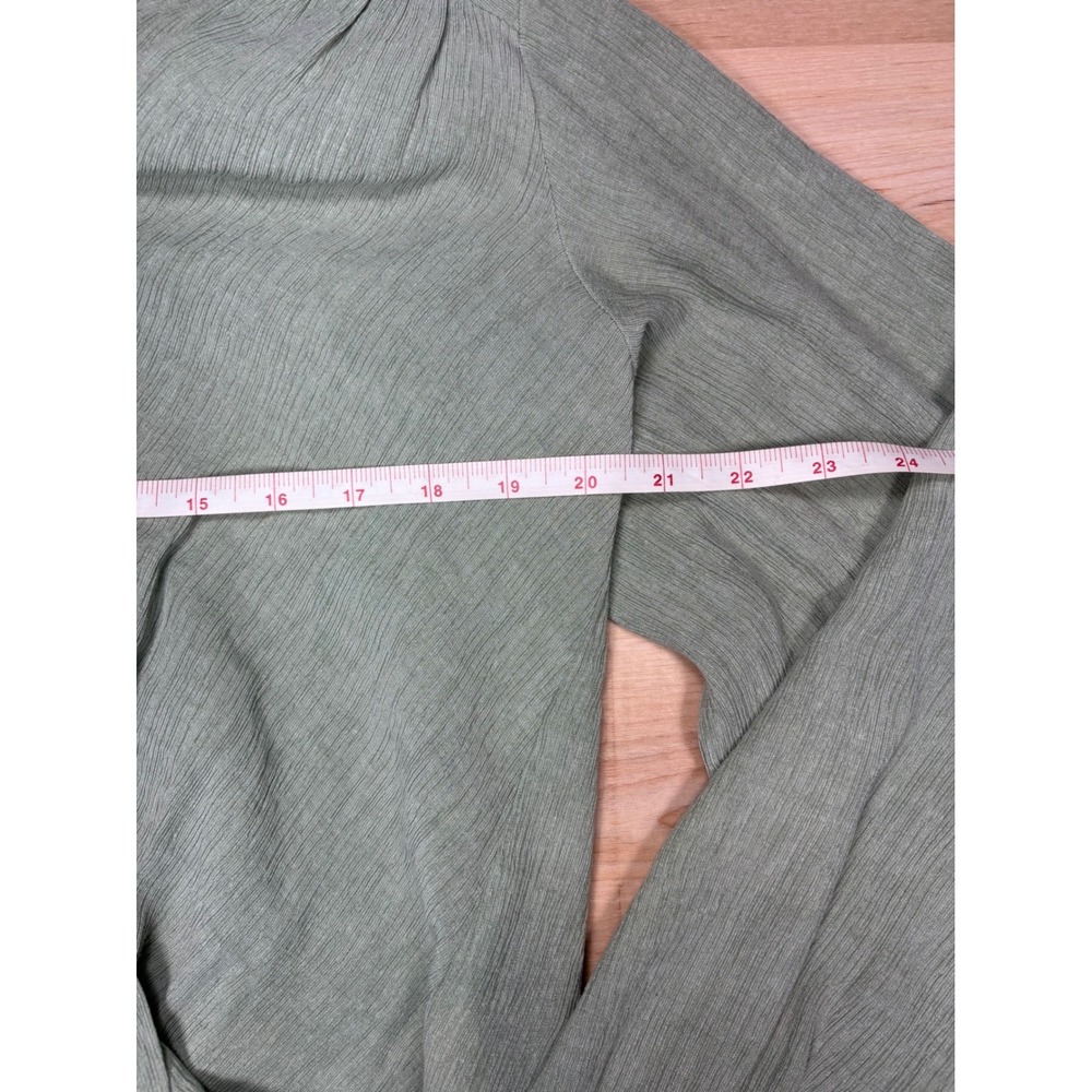 Free People Sage Green Textured Surplice Wrap V-Neck High-Low Blouse Top - Picture 7 of 10